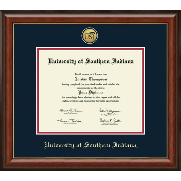 University of Southern Indiana Document Size 11 x 8.5 Gold Embossed Diploma Frame Officially Licensed University of Southern Indiana Document Size 11 x 8.5 Gold Embossed Diploma Frame Officially Licensed
